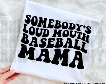 Iemands luide mond honkbal Mama SVG, honkbal fan SVG, honkbal moeder SVG, golvende letters SVG, honkbal moeder SVG, golvende honkbal tekst. Moeder SVG
