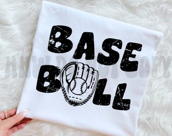May include: White pillowcase with black text that reads "BASEBALL" and a black and white illustration of a baseball glove with a baseball inside.
