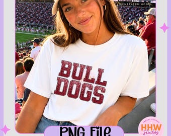 Mascotte Bulldogs à paillettes et broderies trompe-l'œil, Mascotte Bulldogs à paillettes trompe-l'œil, Football américain lycéen (PNG), Bulldogs (PNG), Paillettes bordeaux (PNG)