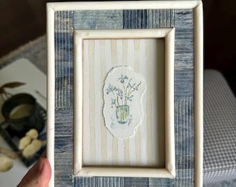 Hand drawn Watercolor Framed Painting “IRISIES”, Wall Decor
