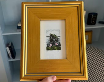HAND DRAWN Watercolor Framed Art “Landscape #21” , Wall Decor
