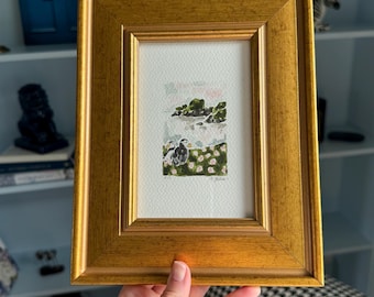 HAND DRAWN Vintage Framed Art “Landscape #13” , Wall Decor