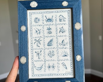 HAND DRAWN Framed Watercolor Art “SUMMERTIME ”, Wall decor