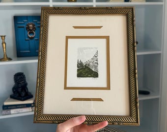 HAND DRAWN Vintage Framed Watercolor Art “LANDSCAPE #20” , Wall Decor