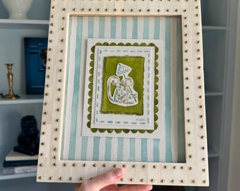 Hand drawn Framed Watercolor Monkey Art: Chinoiserie Style Wall Decor