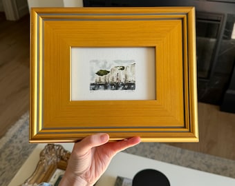 HAND DRAWN Watercolor Framed Art “Landscape #14” , Wall Decor