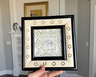 HAND DRAWN Watercolor  Framed Painting “Elephant ” , Wall Decor