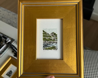 HAND DRAWN Watercolor Framed Art “Landscape #22” , Wall Decor