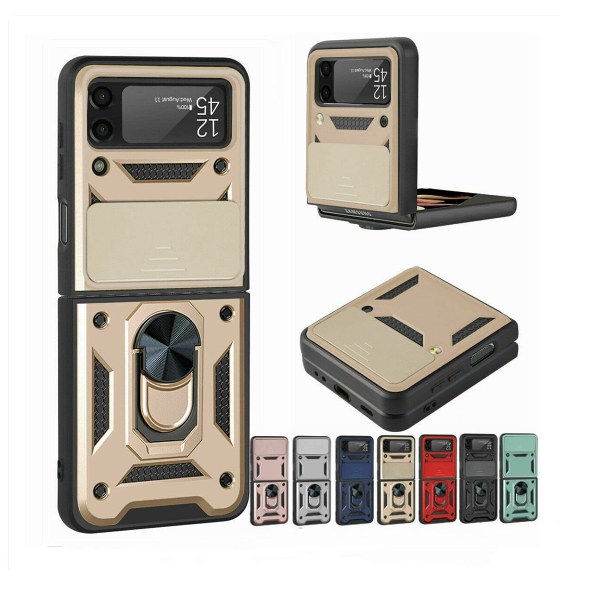 Military Phone Case With Ring Holder For Galaxy Z Flip 4/galaxy Z Flip 5/galaxy  Z Flip 3 Case - Temu