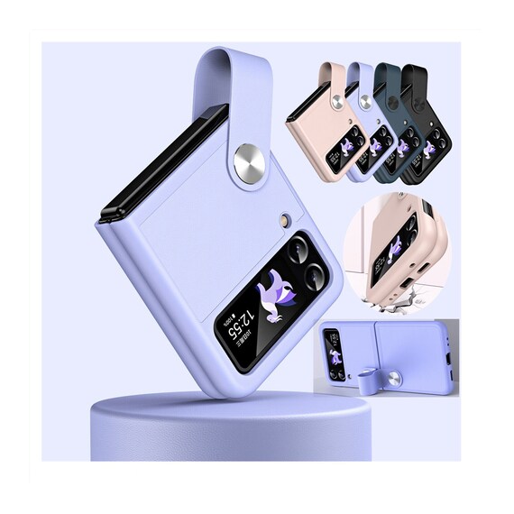 Z Flip 5 Case, Slim Leather Shockproof Phone Case For Samsung Galaxy Z Flip  5 With Wrist Strap Holder