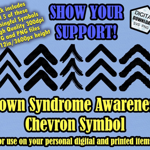 Symbole en forme de chevron de sensibilisation à la trisomie 21 et à la trisomie 21 pour montrer votre soutien et faire connaître la trisomie 21 et les troubles chromosomiques
