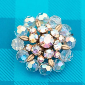 Vintage Art Deco Abstract Iridescent Rhinestones Brooch - Z15