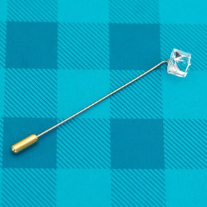 Vintage Faux Diamond Tip Gold Tone Stick Pin - Z4