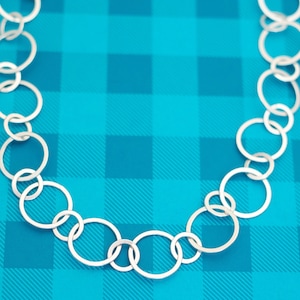 Vintage Silver Tone Multi Rings Bohemian Necklace 34 inch - Z7