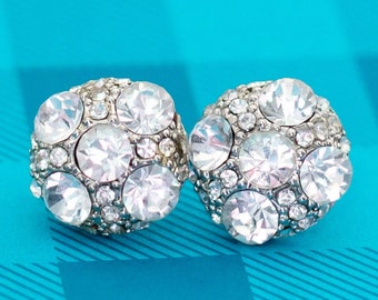 Vintage Art Deco Cross Diamonds Colorless Stud Earrings - Z5