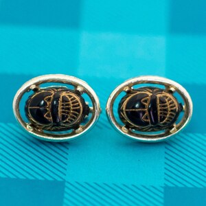 Vintage Intricate Ovale Astratto Forme Tono Argento Clip On Orecchini - Z14
