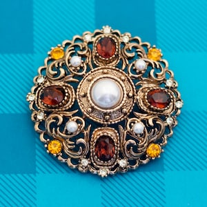Vintage Art Deco Strass Kristall Brosche - Z15