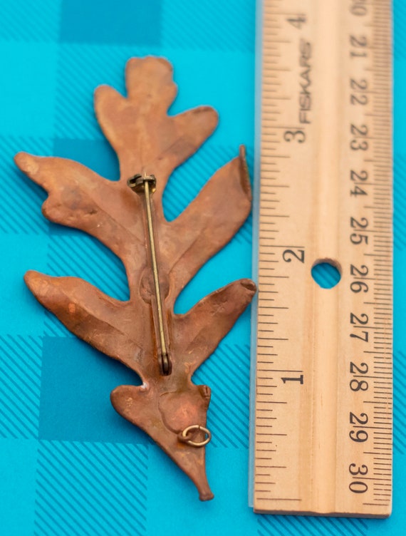Broche Vintage Japonaise Feuille Vert Et Doré - Style Art Nouveau, 6,4 Cm, Excellent état