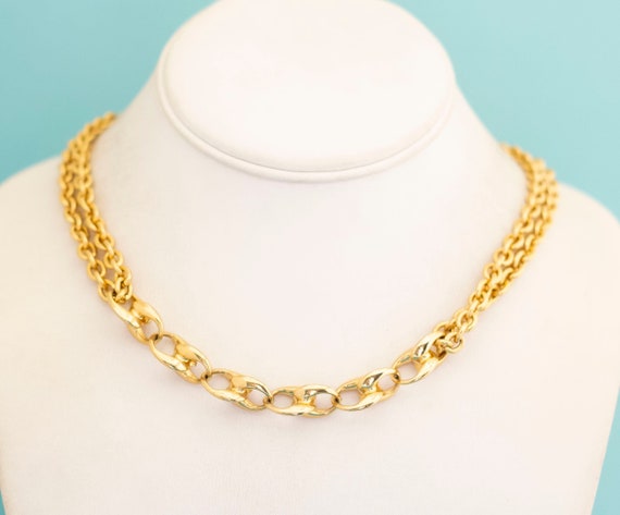 Vintage Gold Tone Cable Style Unique Combined Cha… - image 1