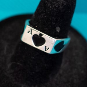 Misura 6, anello vintage intricato con asso di picche in argento - Z29