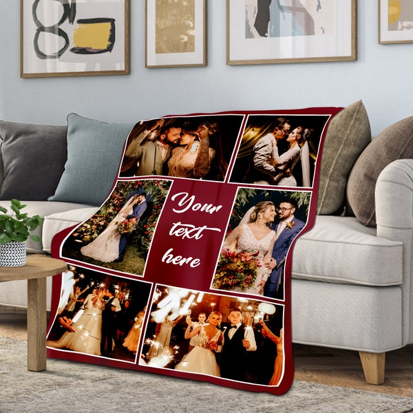 Custom Photo Collage Blanket, Personalized Throws Blanket with Family Pets Lover Pictures Lightweight Blanket Personalized Family Photo Gift