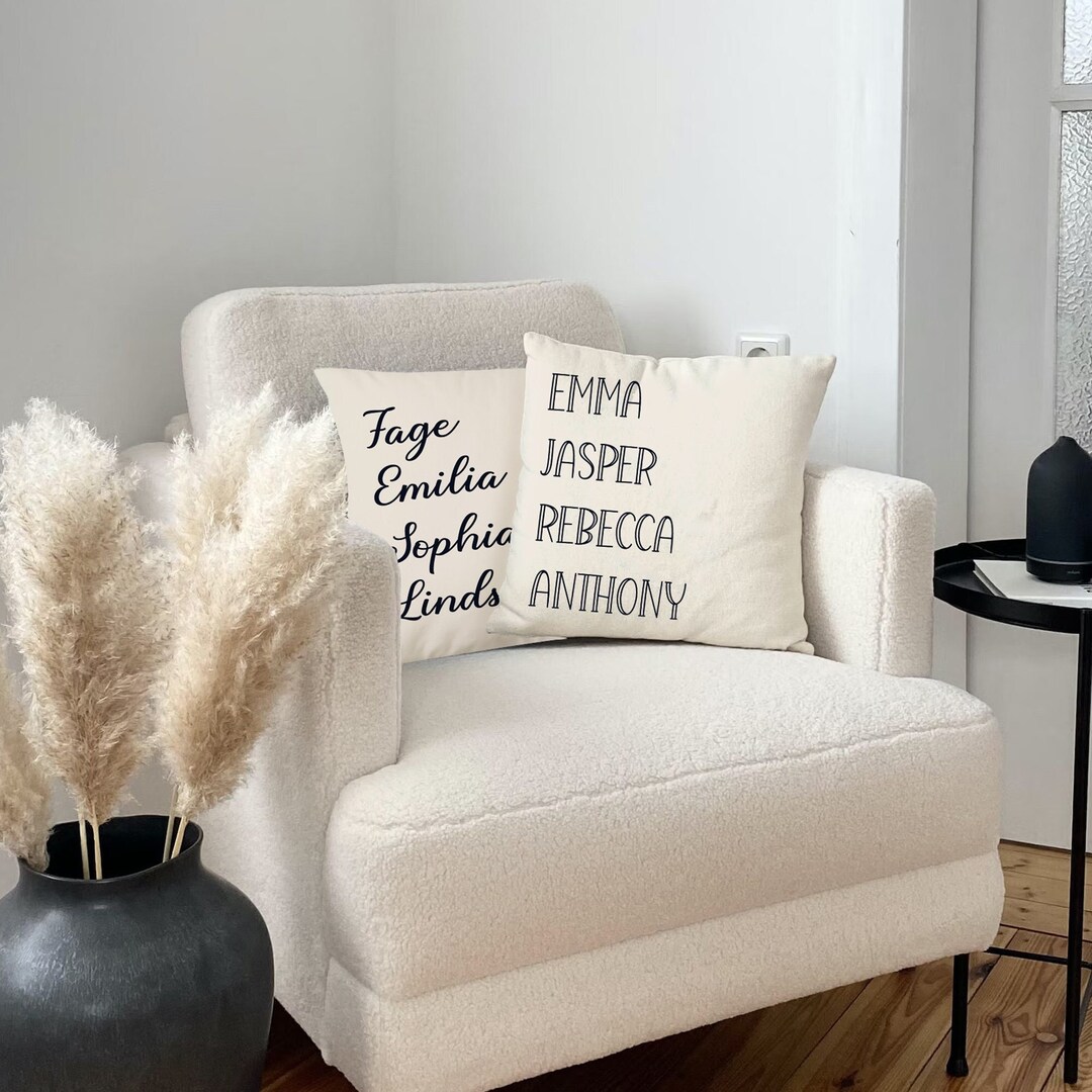 Custom Family Name Pillow Cover, Personalized Names Throw Pillow Case