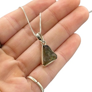 Genuine Moldavite Rough Pendant 100% Natural With Certified Gemstone From Czech Republic 925 Sterling Silver Handmade Designer Jewelry