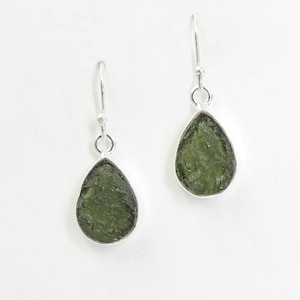 Moldavite Earring Raw Moldavite Earring 925 Silver Earring handmade earring moldavite earring for women tiny earrings gifts for her