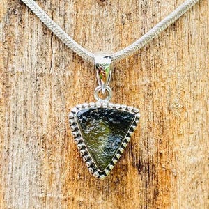 Transformation stone, Genuine Moldavite Rough pendant, 100% Natural With Certified Gemstone From Czech Republic, 925 Sterling Silver pendant