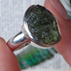 Moldavite ring Raw Moldavite stone ring natural gemstone ring handmade ring From Czech Republic 925 Solid Sterling silver ring gifts for her