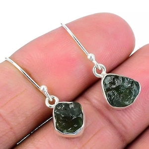 Moldavite Earring Raw Moldavite Earring 925 Silver Earring handmade earring moldavite earring for women tiny earrings gifts for her