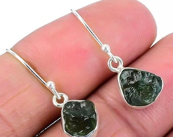 Moldavite Earring Raw Moldavite Earring 925 Silver Earring handmade earring moldavite earring for women tiny earrings gifts for her