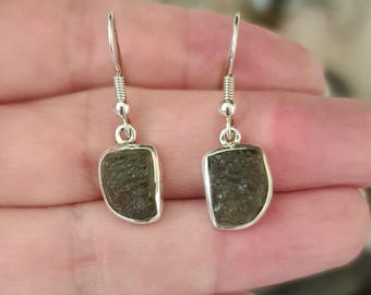 Moldavite Earring Raw Moldavite Earring 925 Silver Earring handmade earring moldavite earring for women tiny earrings gifts for her