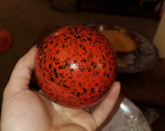 Set of Two Decoratove Porcelain Elusive Bowl Balls In Red & Black Design 4"