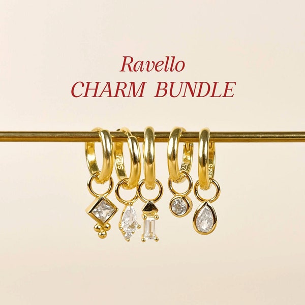 Charm Bundle with 5 Sterling Silver Gold Plated Charms Mix and Match Charms Earring Bundle Earring Charms White Marquise Cubic Zirconia