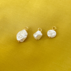 Pearl pendant charms for hoop earrings Sterling silver gold plated handmade Mix and Match pendant charms