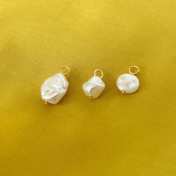 Breloques pendentif en perles à accrocher sur des créoles en argent sterling plaqué or, mélange et assortiment de breloques pendantes faites à la main