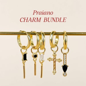 Earring Charms Bundle with 5 Cubic Zirconia Sterling Silver Gold Plated Charms Mix and Match Charm Set