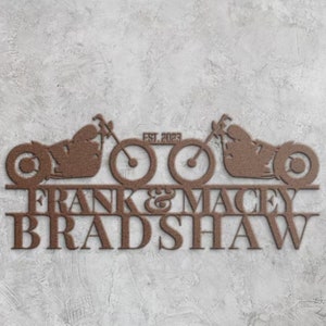 Custom Motorcycle Couple Sign, Biker Couple Metal Sign, Personalized Motorcycle Metal Art,