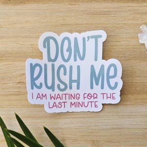 Don't Rush Me Lustiger Vinyl Aufkleber | Procrastinator Geschenk | Wasserfest | Lustiges Zitat | 7x6 cm