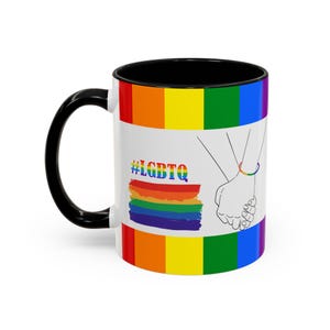 Pride Accent Coffee Mug - LGBTQ Support, Rainbow Art Gift, Inclusive Drinkware, Perfect for Celebrations & Everyday Use - 11oz