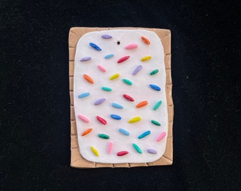 Handmade, clay Poptart incense holder