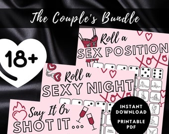 Date Night Sex Spiele für Paare / 3 in 1 Spielkarten Bundle / Dirty Dice / Valentinstag Geschenk / Printable Freche Kinky Spiele / Digital PDF