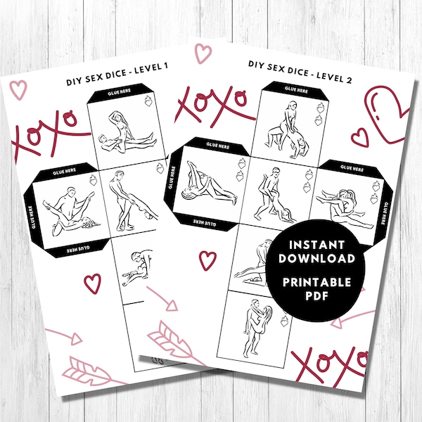 DIY Sex Dice / 2 in 1 / Naughty Couples Game / Sexy Positions / Valentine's Day Gift Idea / Adult Date Night Printable / Dirty Dice / PDF