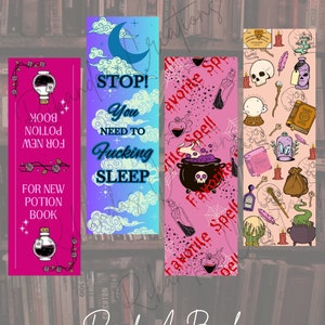 Halloween Bookmarks Set | Mirror Potion | Need To Sleep | Spells Potion Cauldron Favorite Spell Laminated Bookmarks