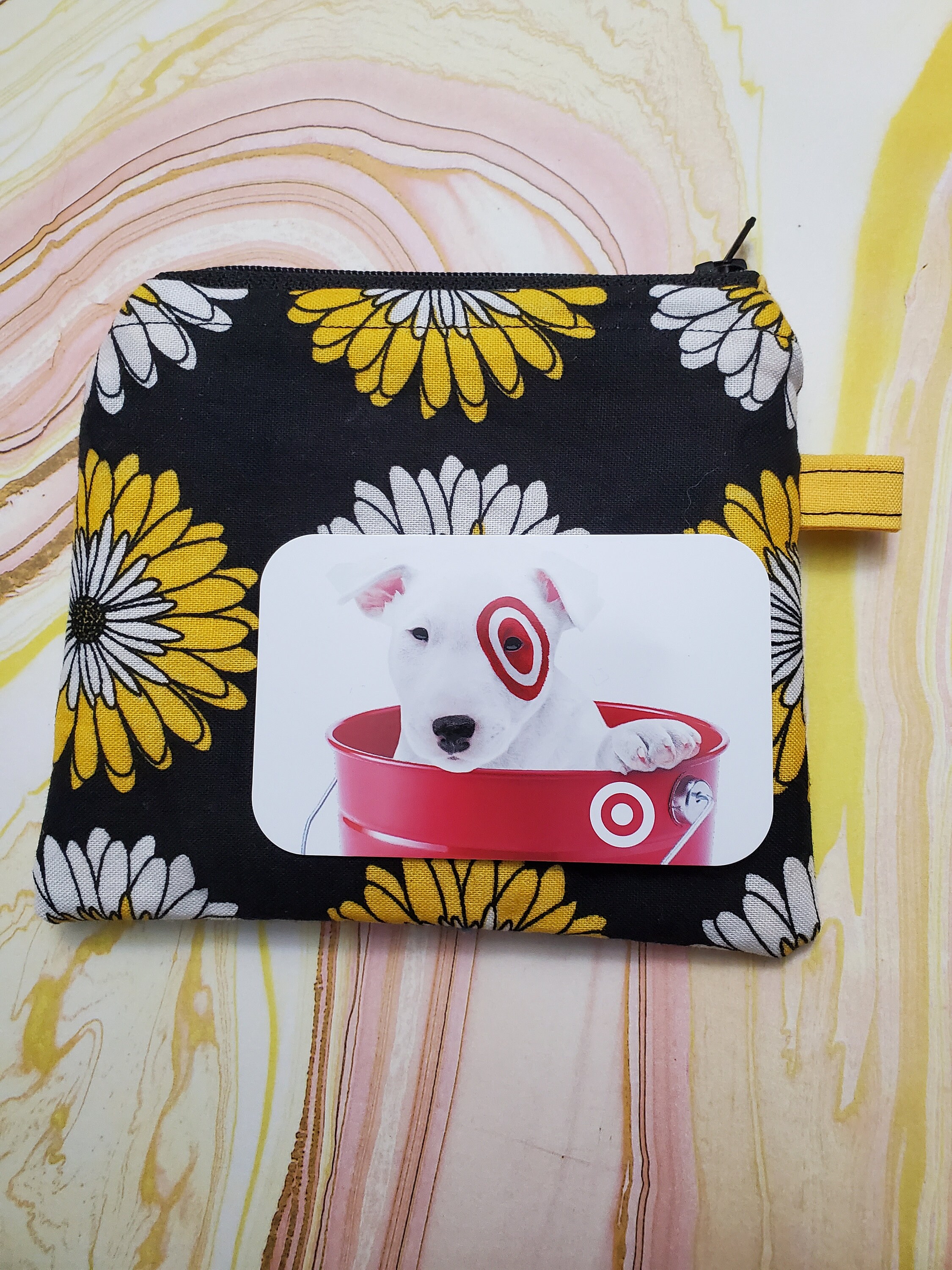 ★LE MASQUE★送料込み★Daisy Keyring Coin Zipper Card Wallet Daisy Keyring Coin Zipper Card Wallet Pouch Black - LE