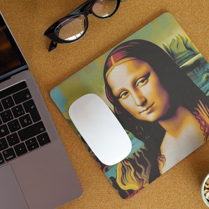 Mona Lisa pop art mousepad. Mona lisa mouse pad. Fun art gift. Mona Lisa abstract. Mona lisa stationary. The Mona Lisa. Modern. The arts.