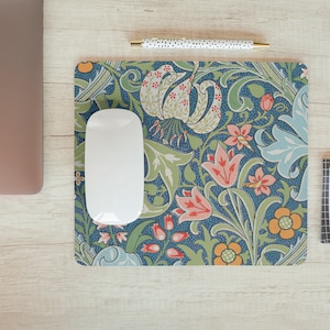 William Morris Golden Lily Mousepad. Morris and Co Mousepad. Burgundy floral. Flowers. Art print Mouse pad.