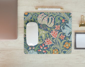 Lirio dorado Mousepad de William Morris. Morris y Co Mousepad. Borgoña floral. flores Alfombrilla de ratón con estampado artístico.