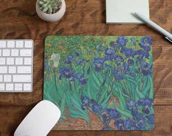 Vincent Van Gogh's Irises. Mouse pad. Van Gogh art gift. Office art. Van Gogh Mousepad. Van Gogh Floral. Stationary. Gift. Office. Desk pad